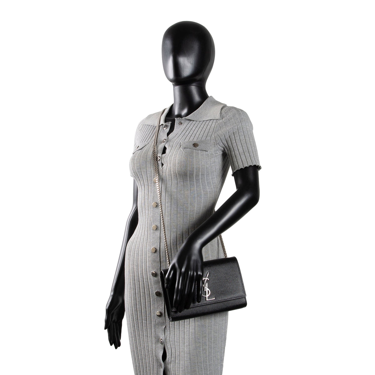 SAINT LAURENT Grain de Poudre Kate Shoulder Bag - Black