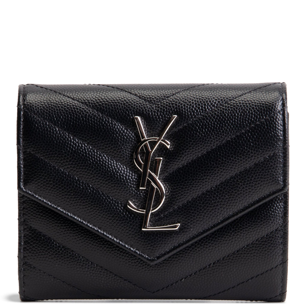 SAINT LAURENT Cassandre Trifold Wallet - Black
