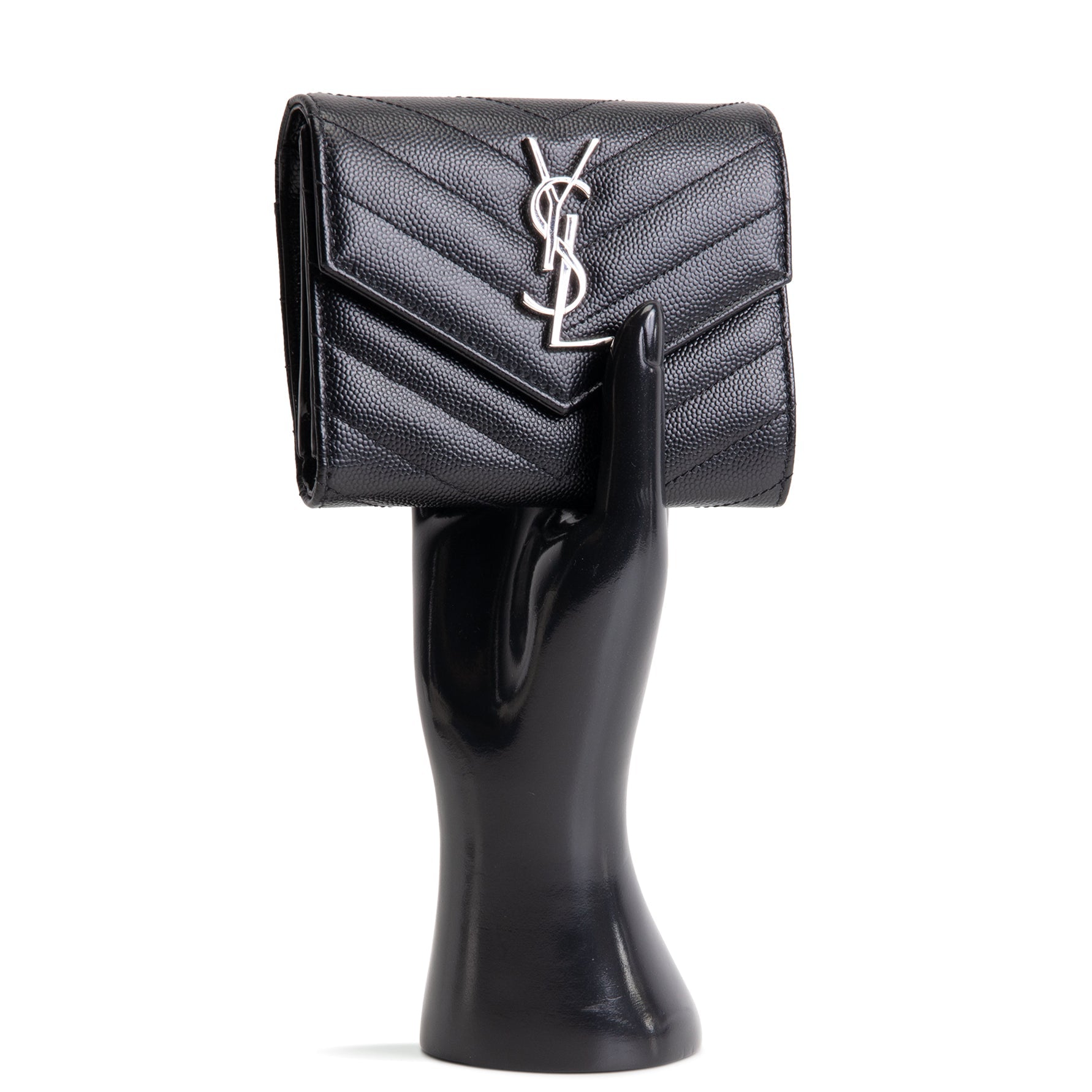 SAINT LAURENT Cassandre Trifold Wallet - Black
