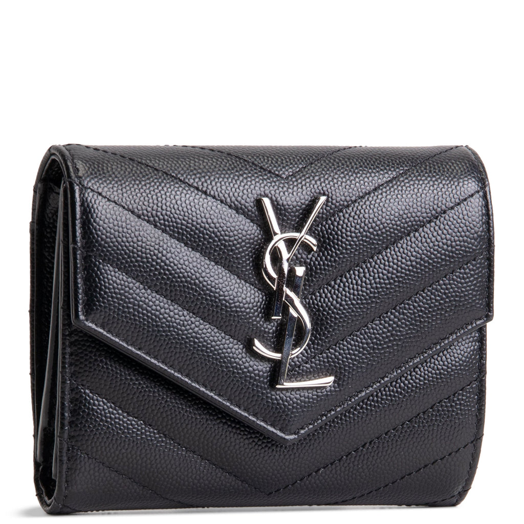 SAINT LAURENT Cassandre Trifold Wallet - Black
