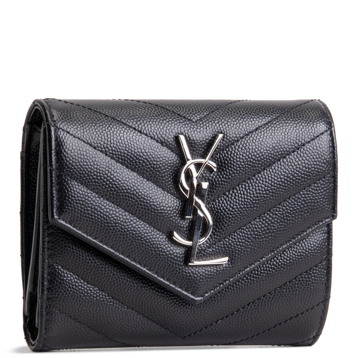 SAINT LAURENT Cassandre Trifold Wallet - Black