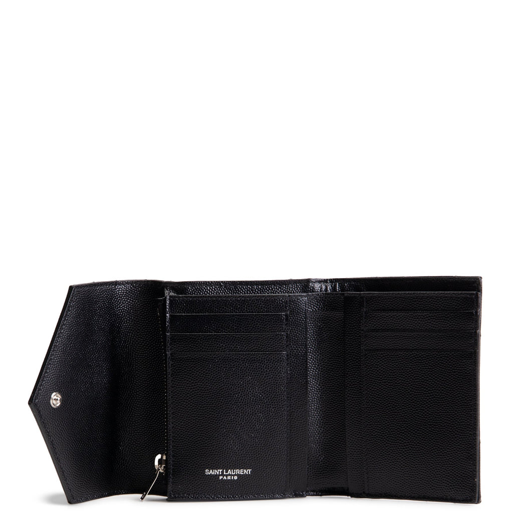 SAINT LAURENT Cassandre Trifold Wallet - Black