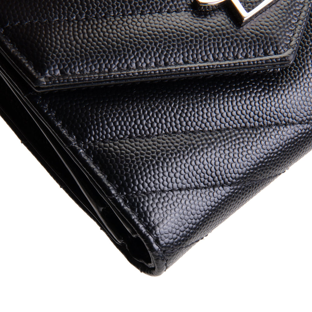 SAINT LAURENT Cassandre Trifold Wallet - Black