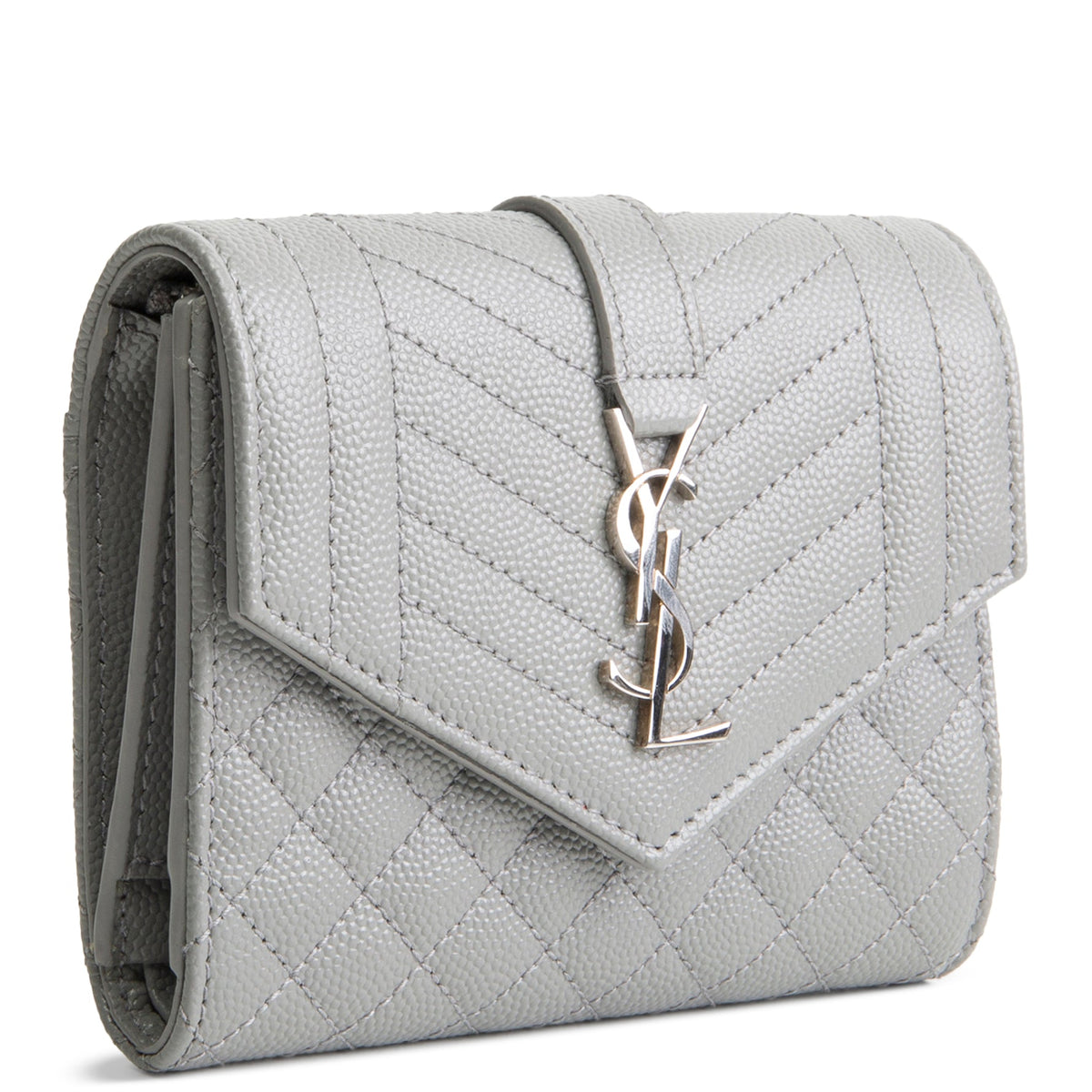 SAINT LAURENT Triquilt Envelope Wallet - Grey