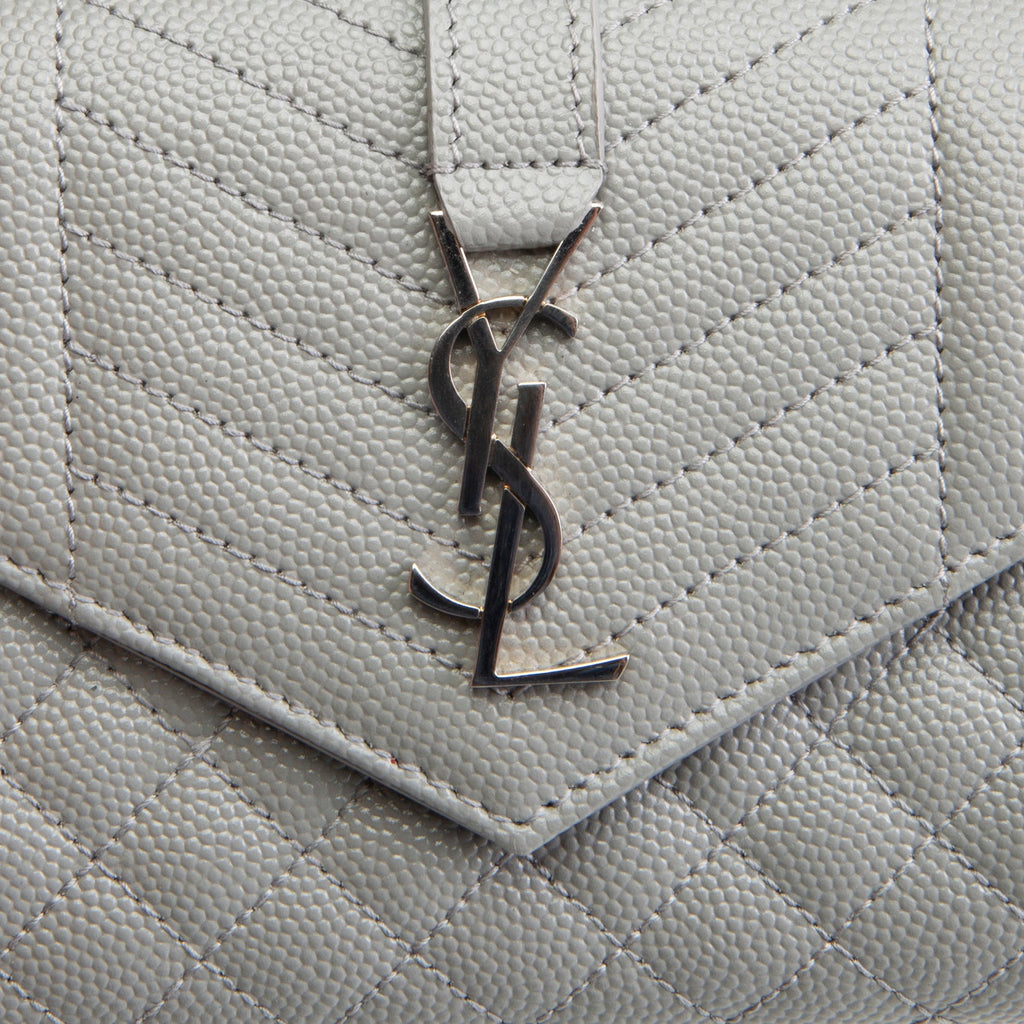 SAINT LAURENT Triquilt Envelope Wallet - Grey