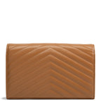 SAINT LAURENT Envelope Cassandre Wallet on Chain - Brown