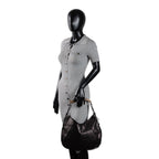 SAINT LAURENT Leather Mombosa Horn Hobo - Black