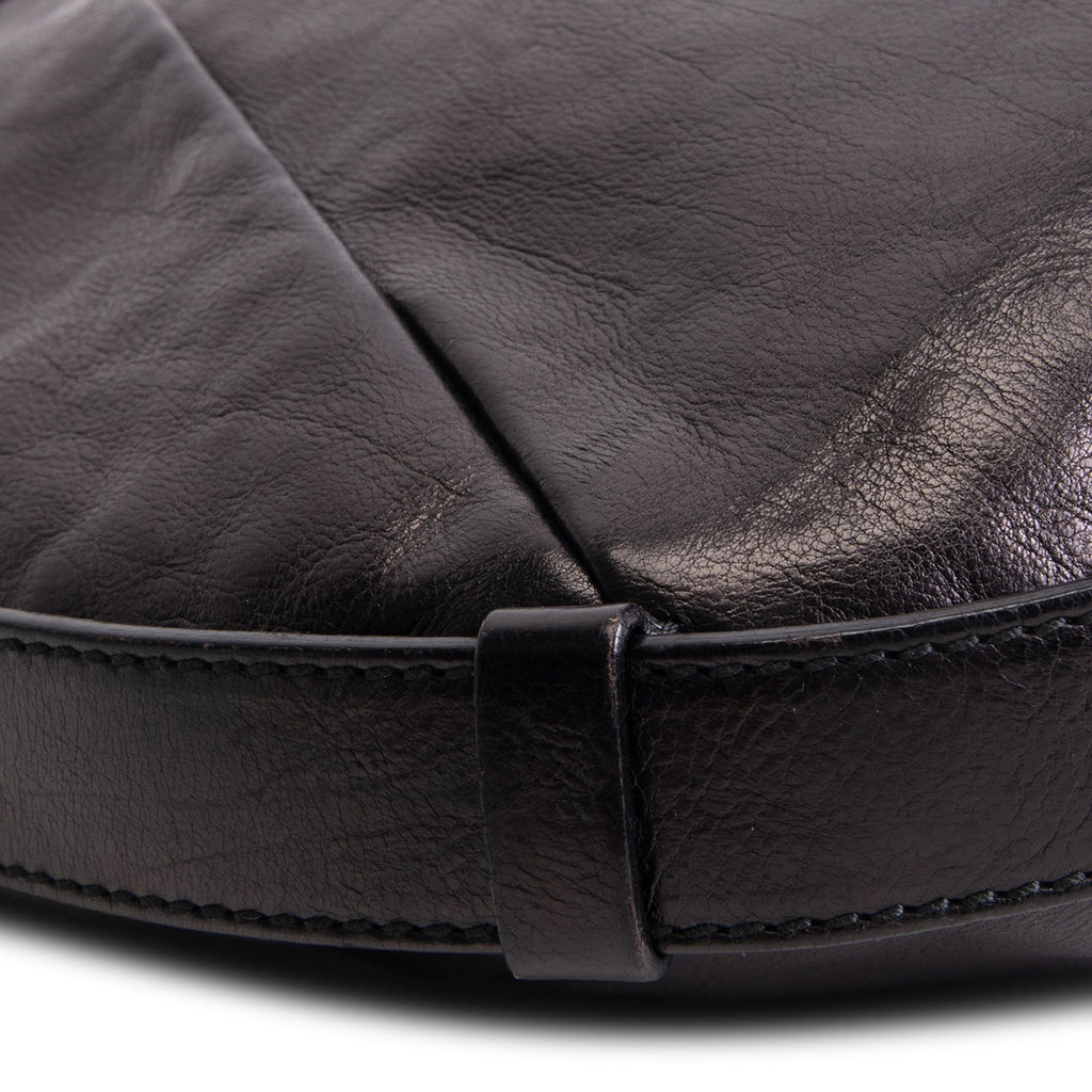 SAINT LAURENT Leather Mombosa Horn Hobo - Black