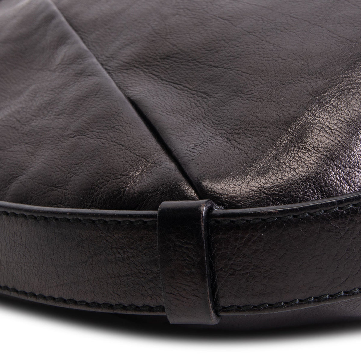 SAINT LAURENT Leather Mombosa Horn Hobo - Black